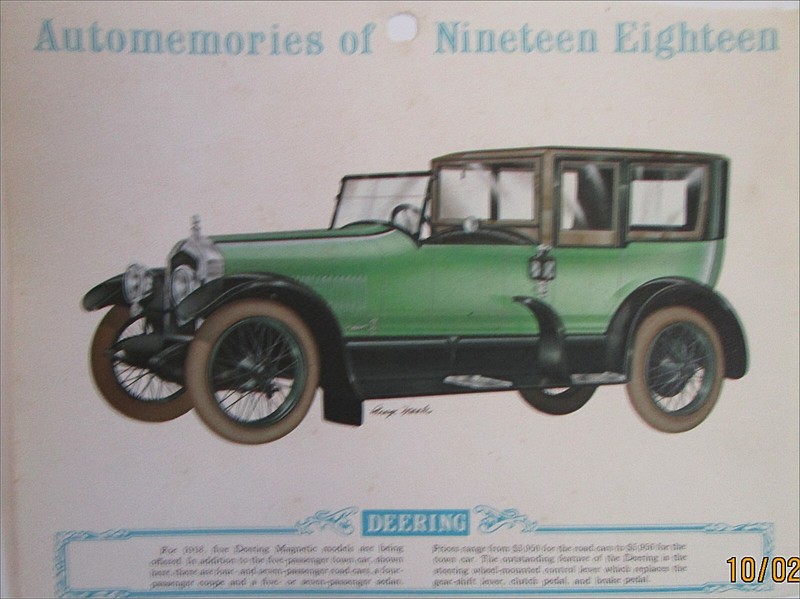 1918 Deering Towncar car calendar print (green & black)