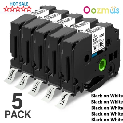 OOZMAS 5PK TZ-231 TZe-231 Compatible Brother P-Touch 12mm Laminated Label Tape PT-D210