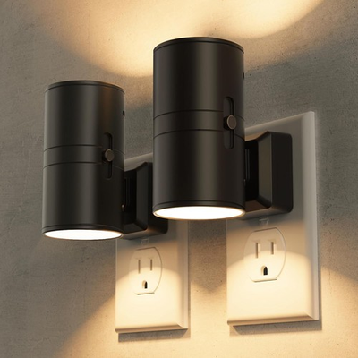 #ad #ad Briignite Night Lights Plug into Wall Modern LED 2 Pack Black 3000K $26.89