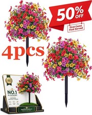 4Artificial Violet Flowers with Ground Spike ...