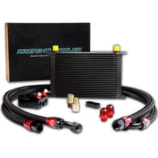 25 Row AN10-10AN Universal Aluminum Oil Cooler  Filter Relocation Kit Black