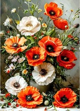 QINRUBB DIY Poppies Diamond Art Kit for Adults 12x16 inches, USQR379