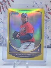 2013 Bowman Chrome Canary Yellow Refractor /10 Mauricio Cabrera Braves! B19