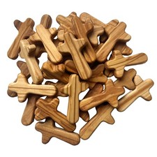 30 Pieces Small Olive Wood Holding Crosses, 2.56in Portable Prayer Cross With...