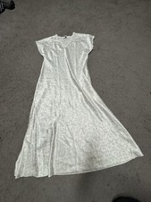 Oscar De La Renta White Silky Maxi Short Sleeve Dress Size S