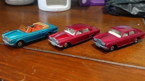 3 Vintage Lesney Matchbox Rolls Royce Silver Shadow diecast cars