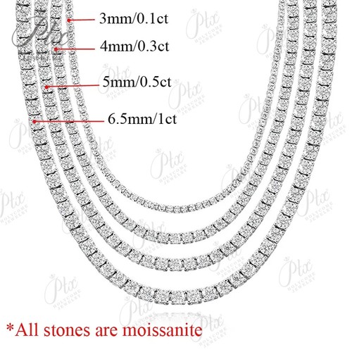 5mm 24in MOISSANITE Tennis Chain S925 Silver 18K Gold Plated Necklace Bracelets - Bild 22 von 30