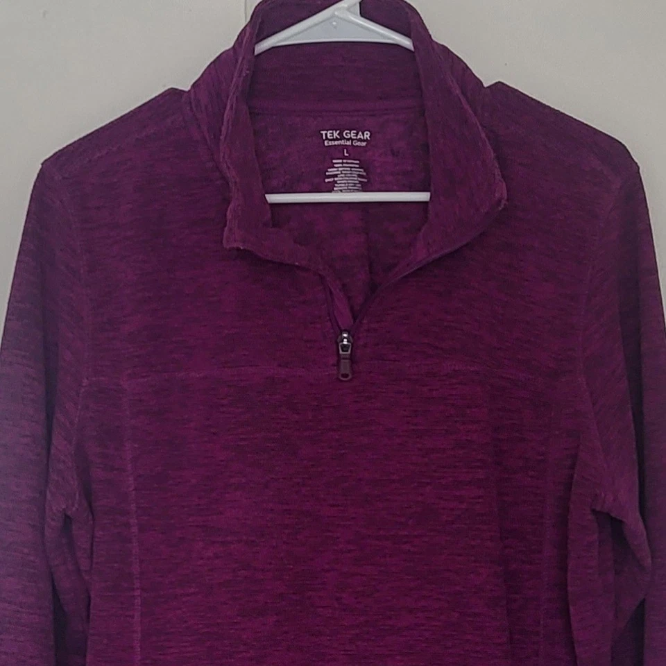 Tek Gear 抓绒夹克女式 L 勃艮第 1/4 拉链长袖 — 第 2/4 张图片