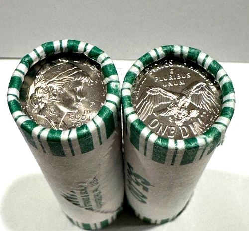 (2 Rolls) 1776-2026 P SemiQ Dime  10C UNC Emerging Liberty Bank Wrapped Roll