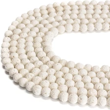 8mm White Lava Round Chakra Beads Natural Gematone Loose Beads for Jewelry Makin