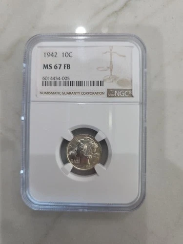 1942 Mercury Silver Dime 10c MS 67 FB NGC Certified