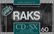 RAKS CD-SX 60 Vintage 1990 Cassette Audio Blank Tape IEC I/Type I Normal 60 min