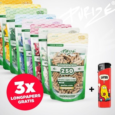 PURIZE 250 XTRA SLIM Ø 6 mm Aktivkohlefilter - Alle Farben - 10% Multirabatt!