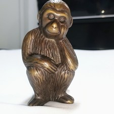 Levenger Vtg Bronze Brass Monkey Ape Ring Mail Letter Holder Paper Weight Desk