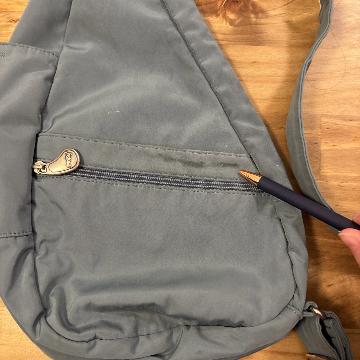 Ameribag Blue Leather Classic Healthy Back Bag Mono-Sling Backpack AmeriBag Healthy Back Bag Backpack Crossbody Sling Day Pack  main image 3
