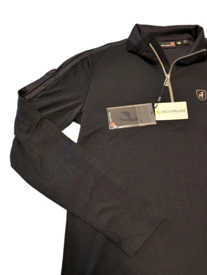 Toni Sailer Marcel Hombres Esquí Primera Capa 1/4 Cremallera Top Manga Rayas Talla 48 Foto 4 de 4