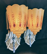 1930s Art Deco LINCOLN slip shade Sconces-Rewired