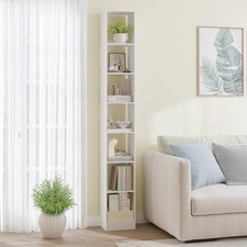 Bookcase, Tall Narrow Bookshelf, Open Display Storage Shelf, Skinny Cube Book