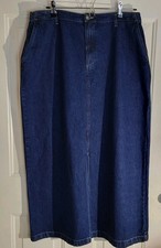 St. John  s Bay Denim Midi Skirt Women  s 18 Dark Wash Cotton Long Casual Vintage