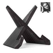 PUERSI Now Playing Vinyl Record Stand, Wooden Display Holder Black
