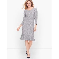 NWT Talbots Womens Size XS Marl Terry Flounce Hem Knee Length Shift Dress NEW