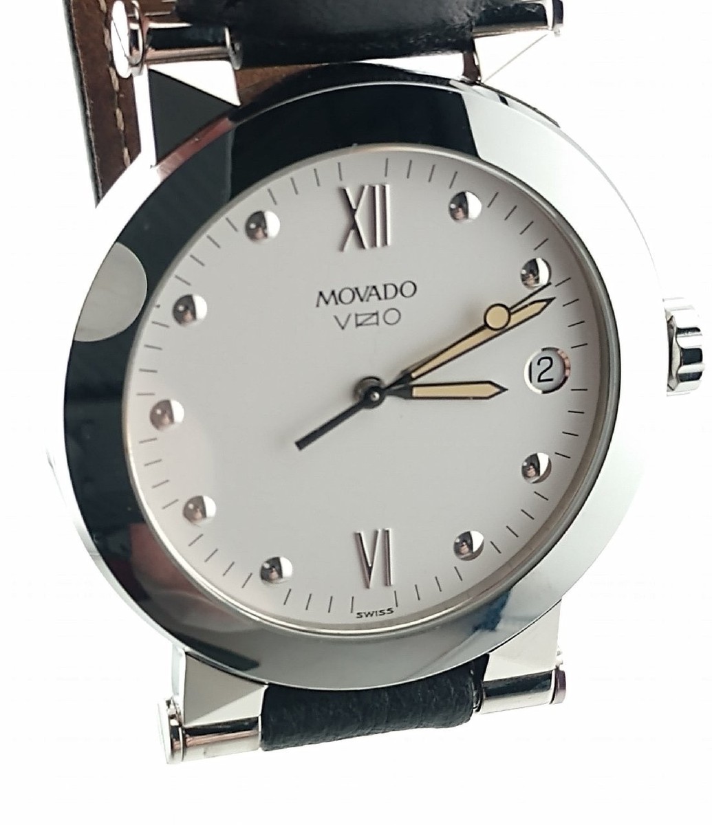Movado Men's Vizio Swiss Quartz Watch W/Black Leather Strap Model
