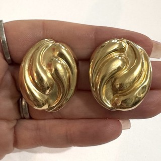 Solid 14k Yellow Gold Vintage 1980s Huge Statement Earrings 8.14g Wear Or Scrap