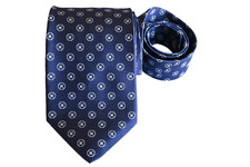 BROOKS BROTHERS MEN'S TIE NAVY BLUE/GEOMETRIC WIDTH: 3.75" LENGTH: 57"