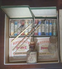 Vintage Lot Of 12 China Paint Powder Vials Fry’s Art Co.-All Different Colors 