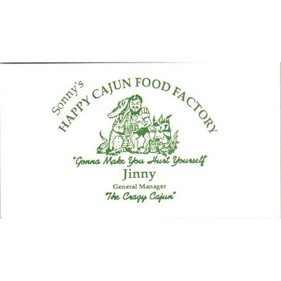 Sonny's Happy Cajun Food Factory Jinny Mgr LaPorte TX Vtg Business Card SD8-B18