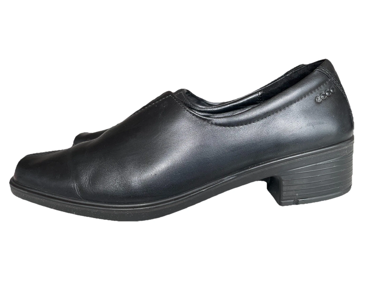 Mocassini donna decolte ECCO punta quadrata pelle nera Ecco Light taglia 39
