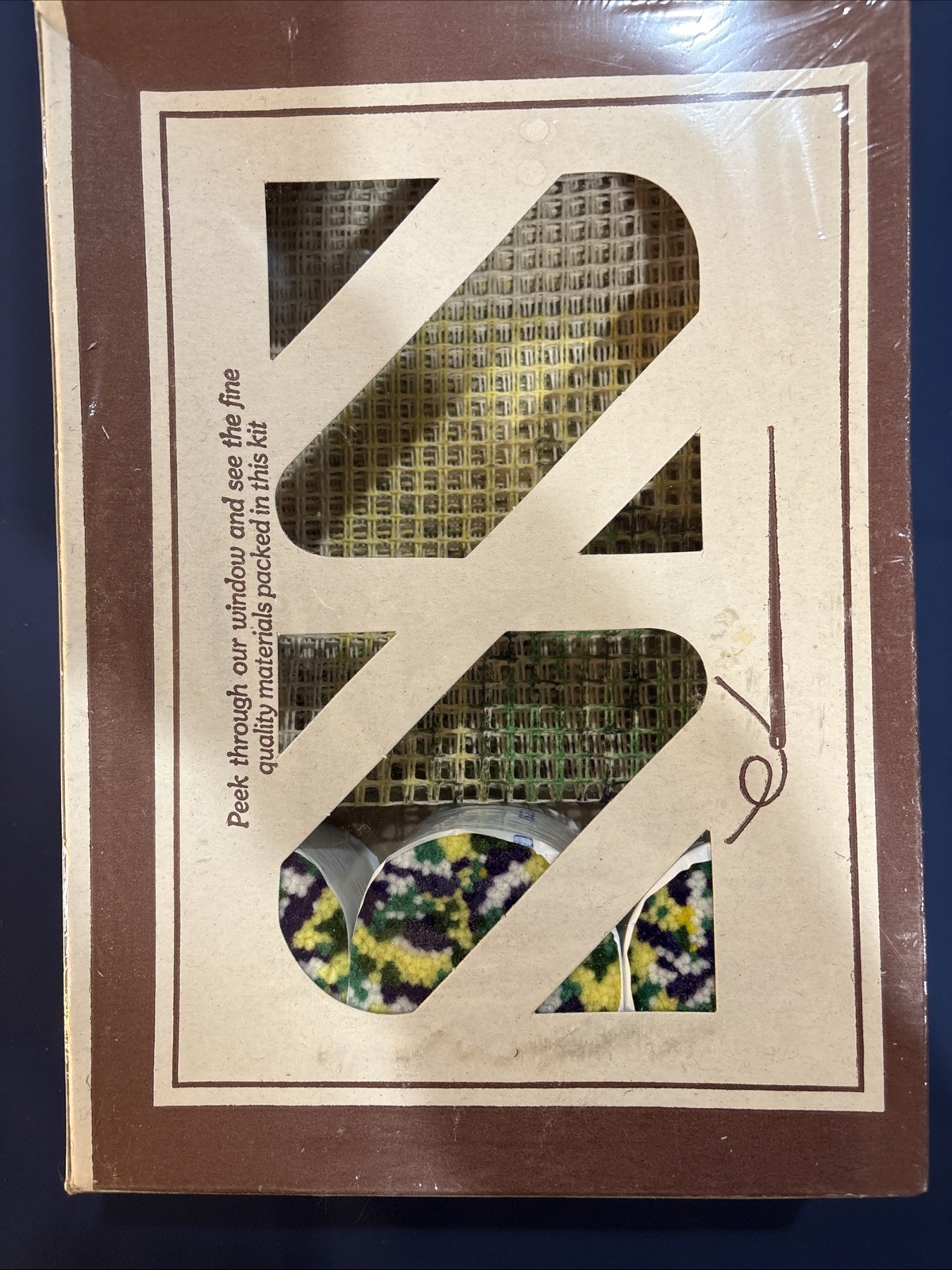 Sew Simple Latch Hook Kit, Pansies, sealed in box, Yellow Purple, 12x12”