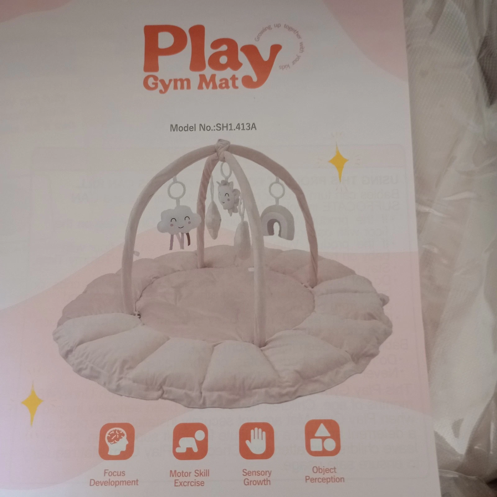 Pink Round Infant Sensory Cloud Baby Play Gym Playmat