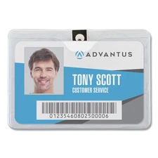 Advantus ID Badge Holder w/Clip Horizontal 4.13w x 3.38h Clear 50/Pack 75456