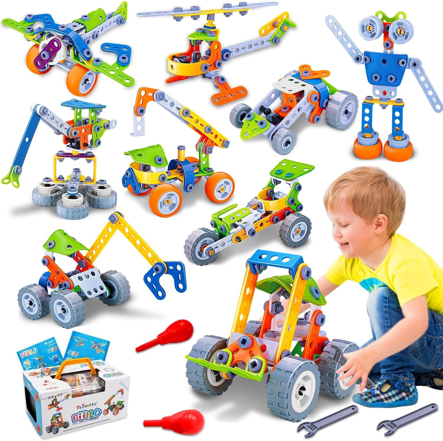 10 in 1 STEM Toys for 4 5 6 7 8+ Year Old Boy Girl Birthday Gifts Building Toys