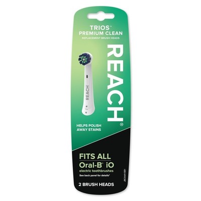 Reach Trios Premium Clean Replacement Toothbrush Heads, White, Medium, White