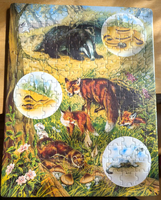 A.S. Larsen Tray Puzzle L12 Nature Weasel Stoat Badger Fox 140 piece NEW VINTAGE