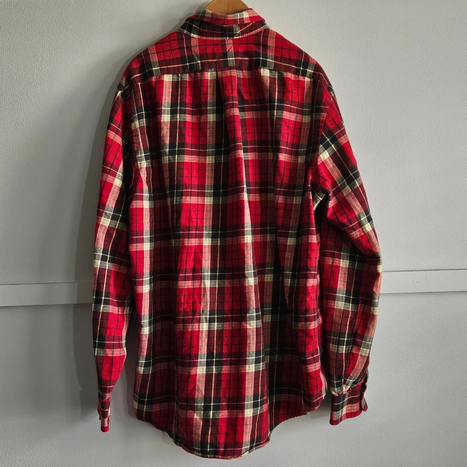 Camisa Ralph Lauren Calce Clásico Rendimiento Franela Roja a Cuadros Abotonada Hombres XL Foto 3 de 4
