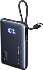 INIU - Pocket Power 10K Power Bank with Built-In USB C Cable, Compact 10000mA...
