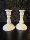 New ListingVintage Fenton Hobnail Milk Glass Candlestick Holders ~ Set of 2 ~ 6"