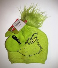 Toddlers The Grinch CUTE Knit Beanie  Mittens Set - BRAND NEW W TAGS