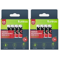 8 x UNIROSS AA 2500mAh NiMH Rechargeable Batteries Pre Charged - LR06 HR06 ACCU 2.81 per battery