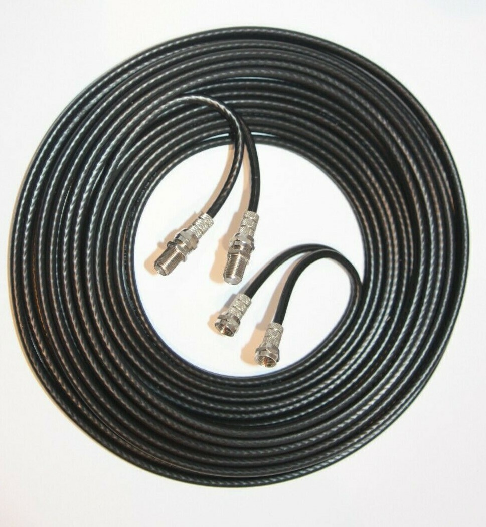 Sky Q & Sky+HD Twin Coax Extension Cable - Shotgun Satellite Lead With Clips For HD Signal
