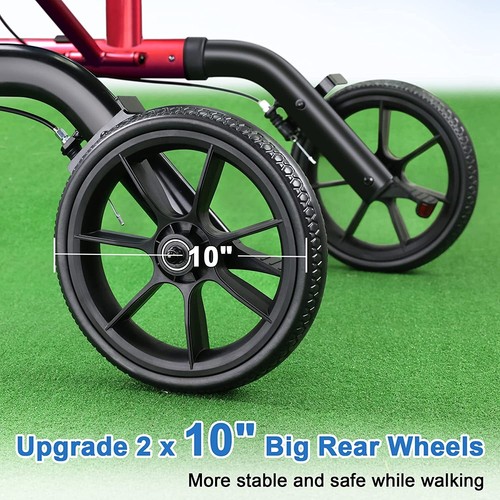 WALK MATE Medical 2 IN 1 Rollator Walker and Transport Wheelchair Chair, Red USA - Picture 3 of 11