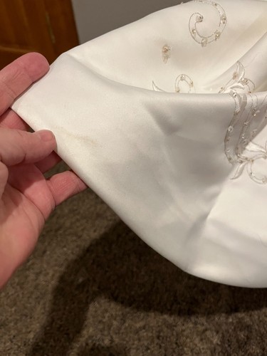 Women's EMME BRIDAL Ivory/Champagne Satin Beaded Embroidered Wedding Dress Sz 12 - Picture 18 of 23