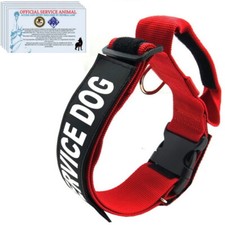 SERVICE DOG Collar Harness with Handle and Reflective Patches 3 Free ADA Cards