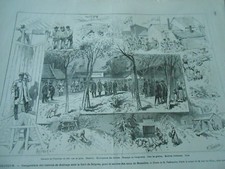 Gravure 1877 - Belgique inauguration Galeries de drainage sous la forêt Soignes