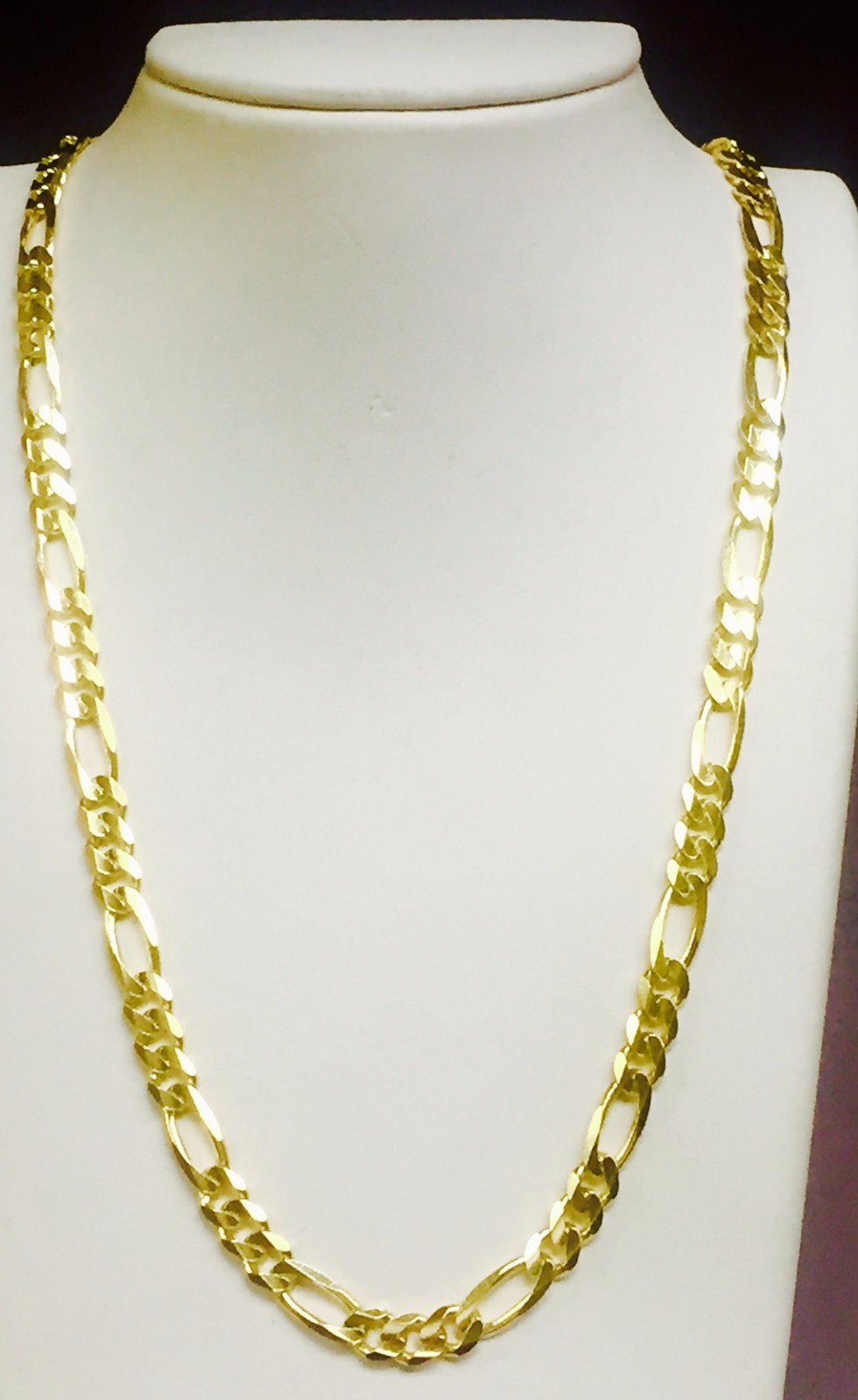 18k Solid Yellow Gold Italian Figaro Curb Link men's necklace 22" 7 MM 50  grms | eBay