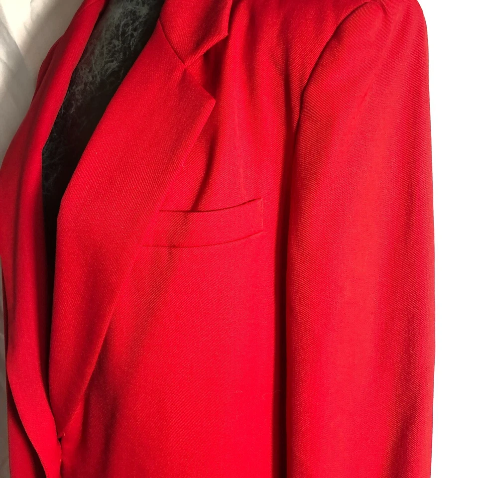 Blazer/chaqueta Career Essentials para mujer roja forrada de lana pura talla 12 bolsillos Foto 2 de 4