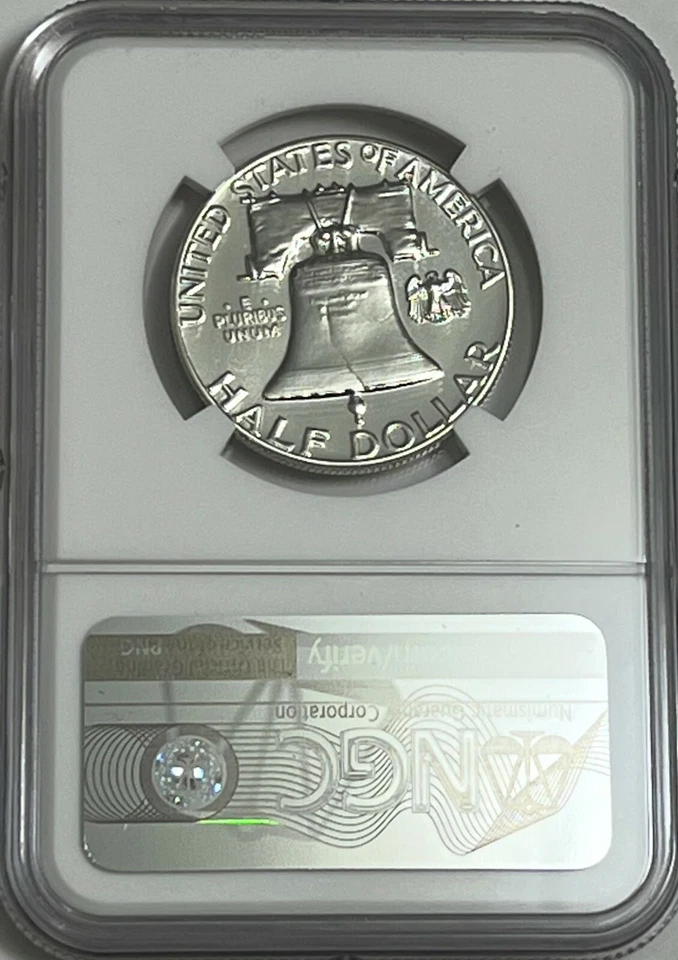 1957 NGC PF68 prata prova Franklin meio dólar moeda branca brilhante 50c branco lb - Imagem 2 de 3